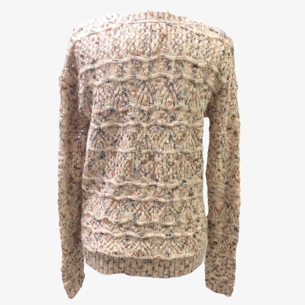 Hinge Open Knit Crewneck Sweater Beige Pink Size XS Long Sleeve - Picture 4 of 6